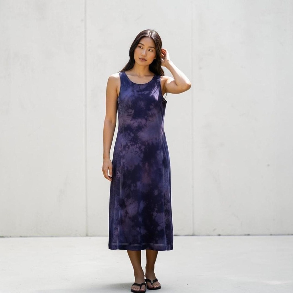COS Purple Black Tie Dye Panel Contrast Stitch Midi Dress S - Picture 2 of 9